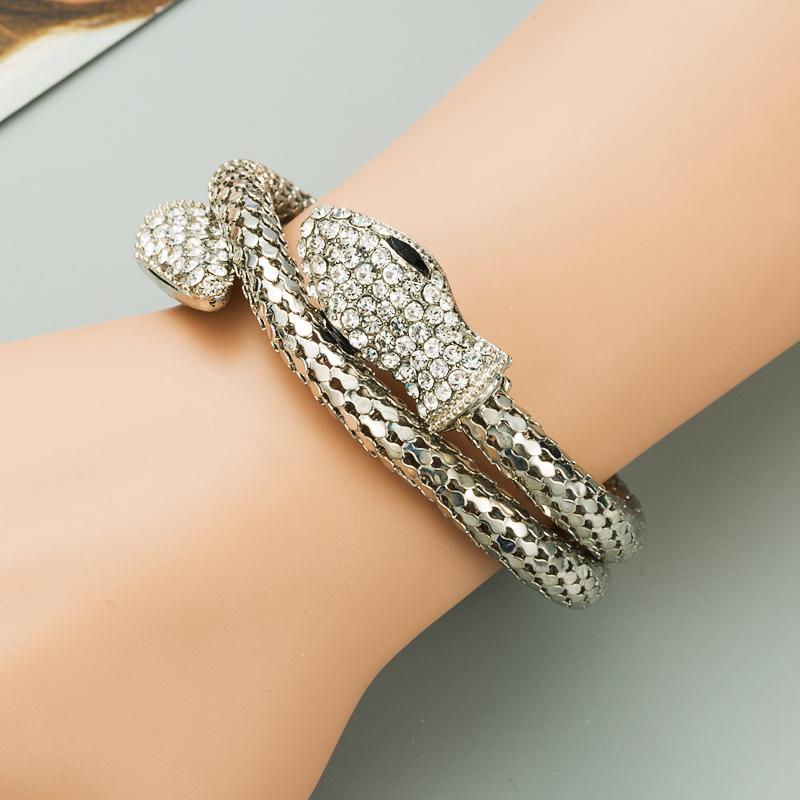 Punk Snake Shaped Wrapped Men and Women Bracelet Rhinestone Vintage Jewelry Accessories
