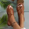 Cross Strap Flat Sandals Women Vintage Style Wide Strap Stripes Open Toe Beach Sandals Slippers Devotion