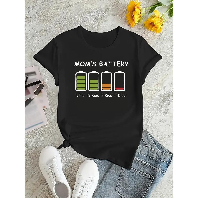 European sizes Women'S Casual Sports T-Shirt, Round Neck, Short Sleeves, Designed with Patterned Letter Prints