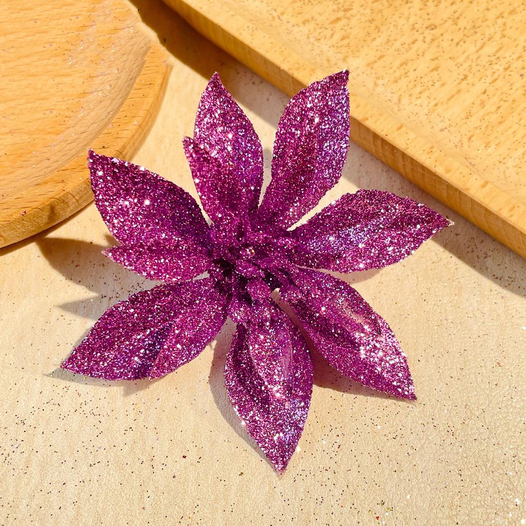 Valentine's Day Christmas Decoration Gold Powder Artificial Flower 75mm Multi-color Solid Christmas Flower Wreath Accessory Shooting Prop