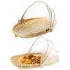 Picnic Basket with Cover Large Capacity Multifunctional Hand-Woven Storage Basket Outdoor Supplies