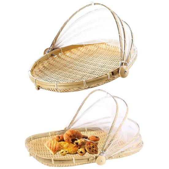 Picnic Basket with Cover Large Capacity Multifunctional Hand-Woven Storage Basket Outdoor Supplies