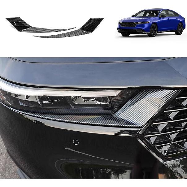 Car Accessories Compatible with Honda Accord 2023 2024 2025 Headlight Head Light Lamp Eyebrow Cover Eyelids Moulding Trims ABS 2PCS(Carbon Fiber
