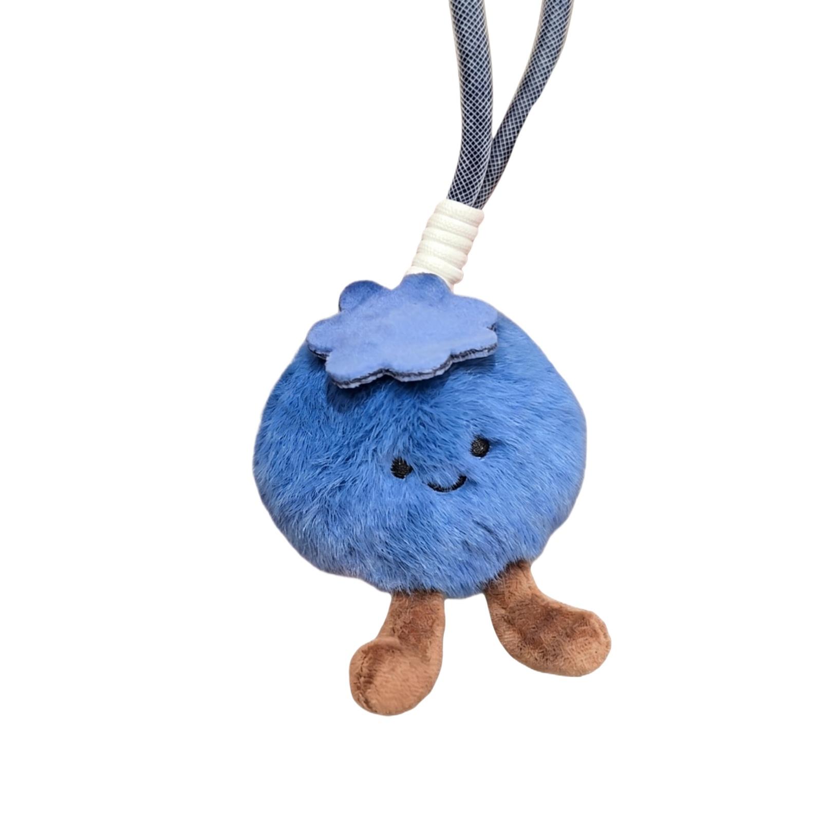 

Plush Stuffed Fruit Character Toy Bag Pendant Soft Fabric Cute Round Design with Embroidered Face and Dangling Legs for Accessories One Size