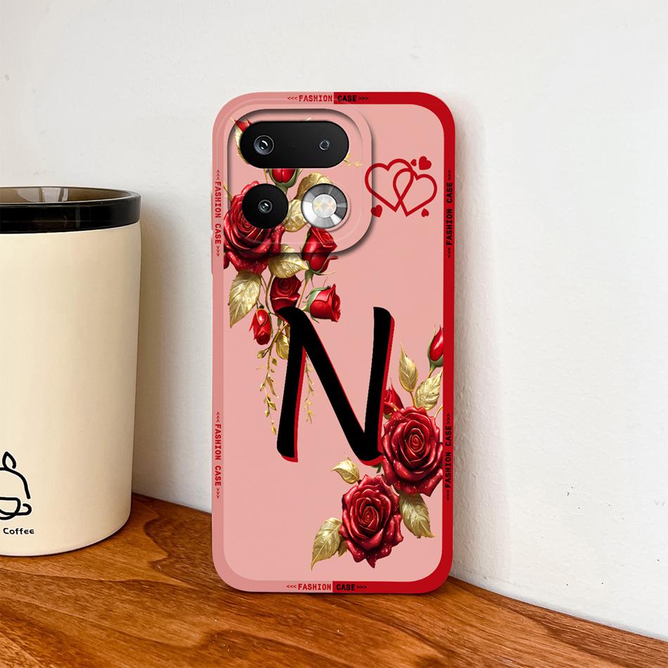 Phone Case For Realme 16 Pro Plus 5G Pretty Rose Letter Lightweight Funda For Realme 16Pro+ Anti Drop Soft Liquid Silicone Shell