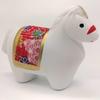 Japanese Zodiac Horse Figurine with Decorative Screen Stand, White Clay Traditional Design