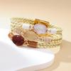 Bohemian Multi-Layer Braided Leather Bracelet with Natural Stone & Magnetic Clasp for Women Fashion Jewelry Gift
