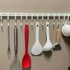 Punch-free Sliding Track Hook Kitchen Cabinet Door Back Row of Hanging Racks Sticky Hook Storage Rack To Save Space