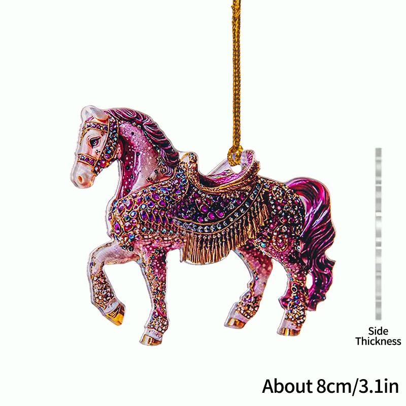 2D Acrylic Horse Pendant Christmas Tree Ornament New Year Decoration Navidad Party Decoration Xmas Ornament Charms Supplies
