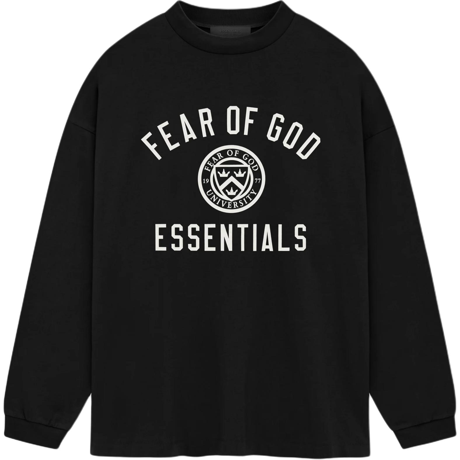 

Fear of God Essentials Джерси футболка с длинным рукавом Черный Мужские Топы 125HO244200F L