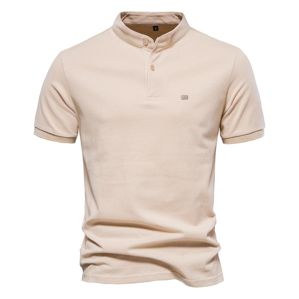 Spring and summer new style pure cotton stand collar sports men's tops POLO shirt casual men's embroidered short sleeves