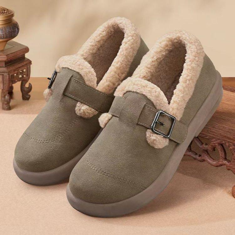 Soft-soled Birkenstocks, new casual shoes, piled and thickened warm cotton shoes, non-slip and comfortable, versatile Doudou shoes