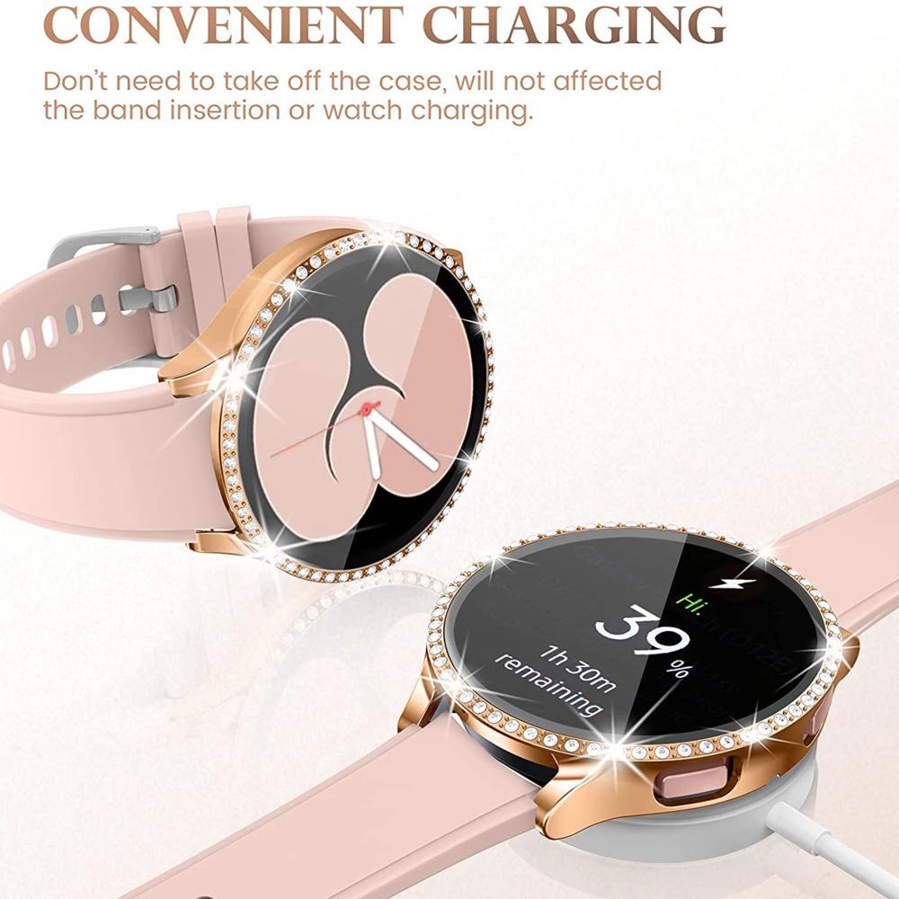 Custodia Cover + Proteggi schermo per Samsung Galaxy Watch 4 Accessori PC Vetro completo + Custodia Watch4 44mm 40mm