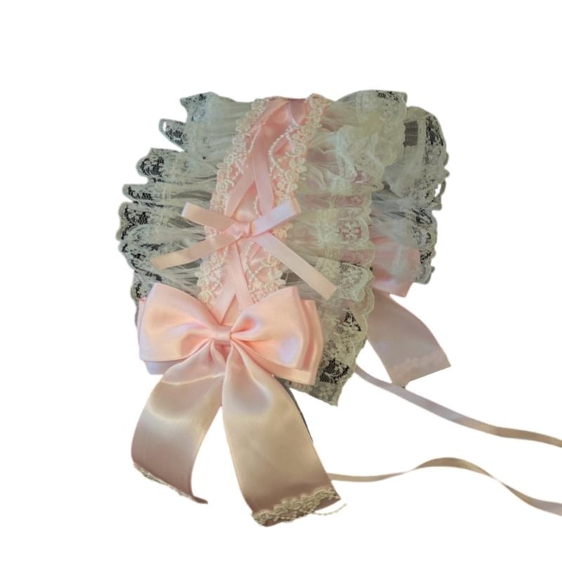 Gothischer Rüschenspitzen-Schleifenknoten-Kopfschmuck Cosplay Haaraccessoires für Dienstmädchen-Mädchen Süßes Stirnband Süße Party-Accessoires