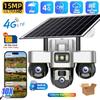 Cámara Solar V380 PRO 4G 15MP 3 Lentes PTZ Detección Humana 3 Pantallas Vigilancia de Seguridad Visión Nocturna Impermeable Protección de Seguridad CCTV