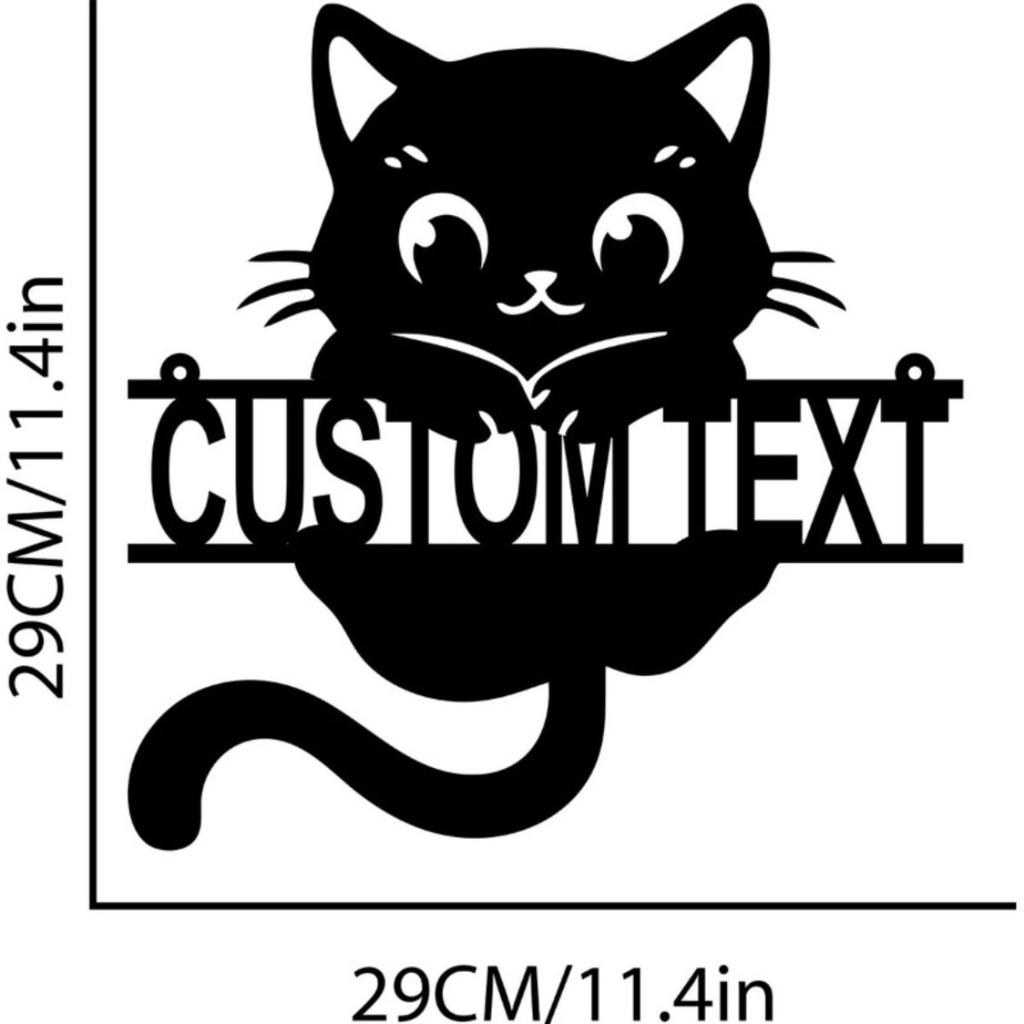 Customized Cat Metal Wall Sign, Personalized Art for Cat Lovers, Charming Hanging Decor