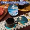 8 Pieces/set of Diamond Painted Landscape Patterned Coasters,DIY Coasters with Holders,Suitable for Beginners and Adults, Art and Craft Supplies Gifts