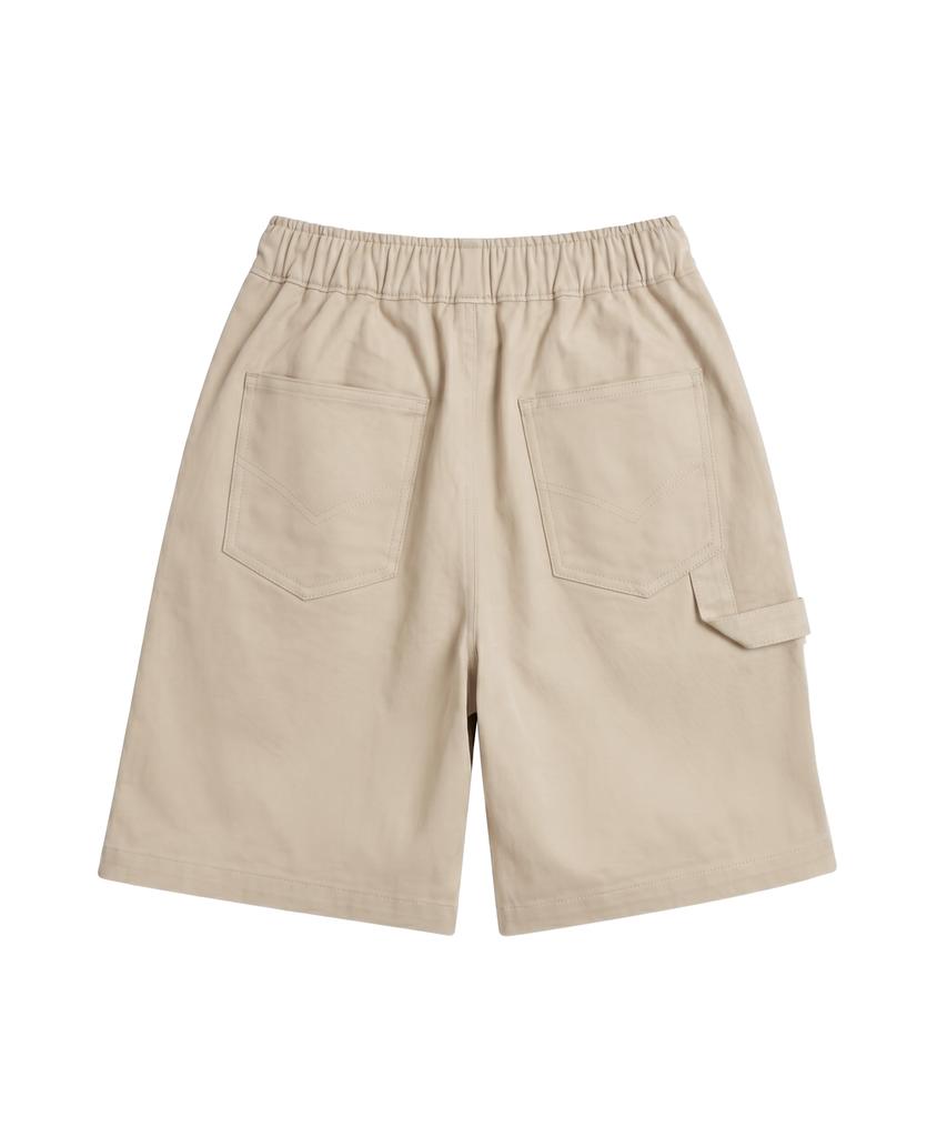 Noming Chino Single-Pleat Strap Wide Bermuda Shorts - Beige
