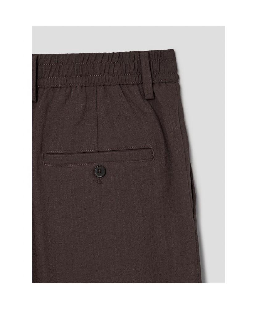 8SECONDS Textured Brown Elastic Waist Slacks Brown