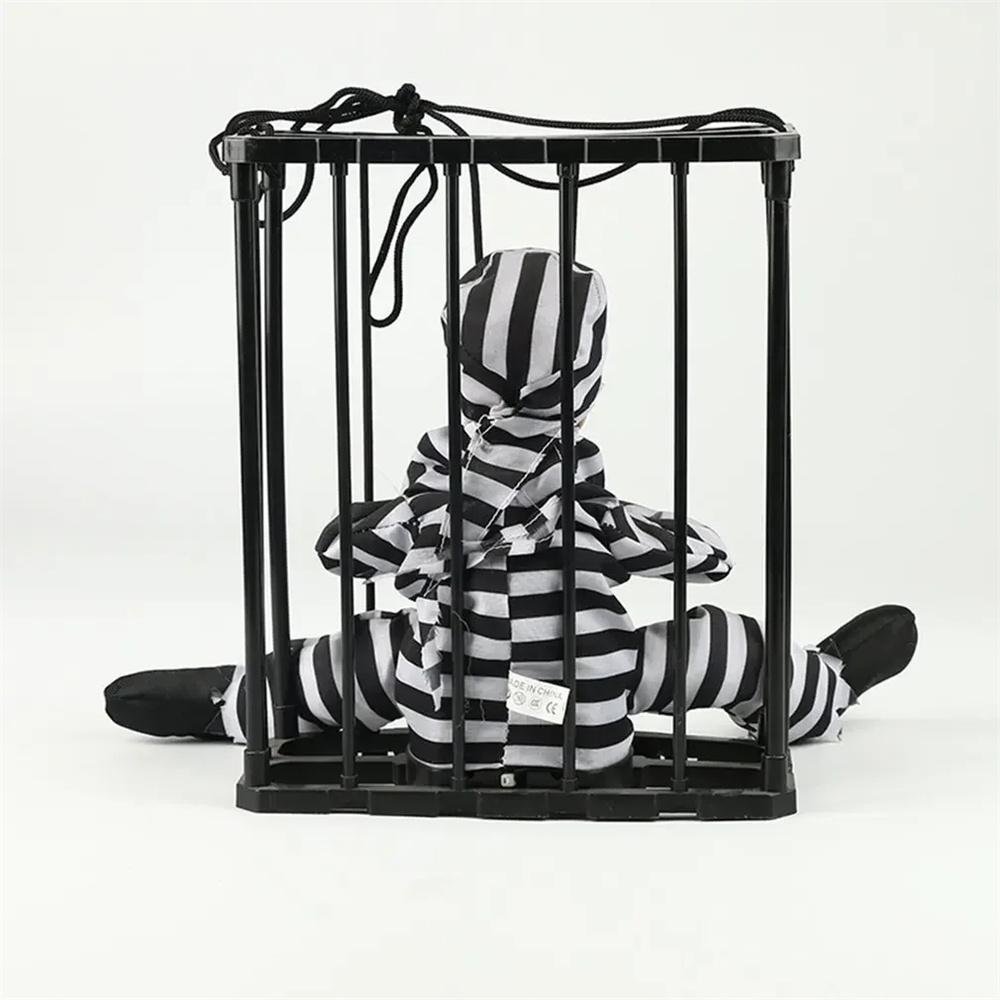 1× Skummel Halloween Dekorasjon Rekvisitt Hengende Skaller Skjelett Leke Bur Fange