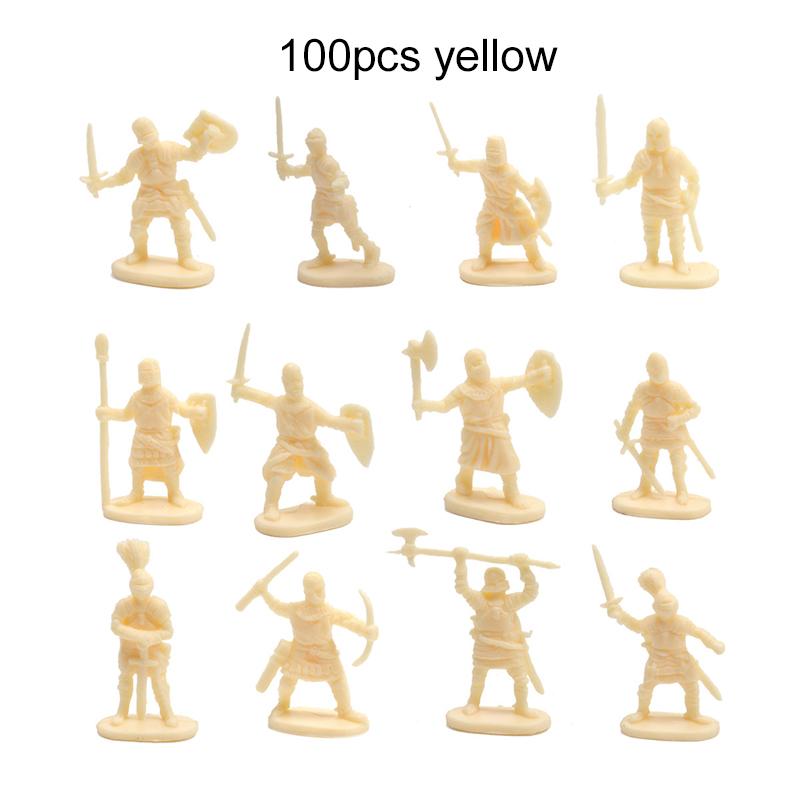 100 Stück/Set Antiker Soldat Miniatur Dekoratives Modell Party Treffen Dekoration Simulierter Schlachtfeld Mittelalter Ritter Stil TMZ