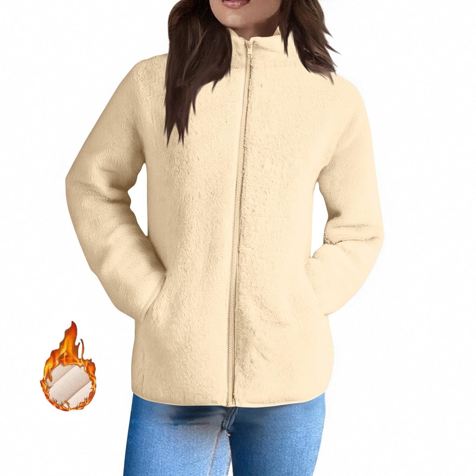 

Womens Winter Coats Warm Plush Jackets Open Front Long Sleeve Cardigan Trendy Fuzzy Outerwear L