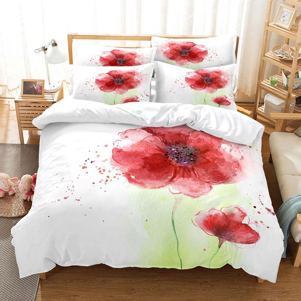 Kunst Aquarell Liebe Graffiti Bettbezug mit Kissenbezügen Tintenpunkte Bettwäscheset für Studentenwohnheim Zuhause Hotel Schlafzimmer Bettdeckenbezug