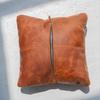 (Pack of 2) Leather Cushion Cover, Handmade Cushion Cover, Handmade Pillow Cover, Leather Pillow Cover, Brown Leather Pillow, Cognac Pillow Cover