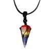 Hexagonal Cone Mesh Pendant Necklace With Natural Opal Gemstones Elegant Portable Jewelry for Women