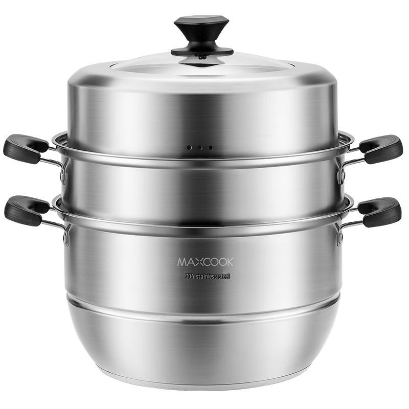 MAXCOOK 304 Stainless Steel 3-Layer Steamer Pot