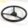 NEW Black Classic PU Steering Wheel 15inch 380mm Flat Dish Racing Sports Steering Wheel for Universal