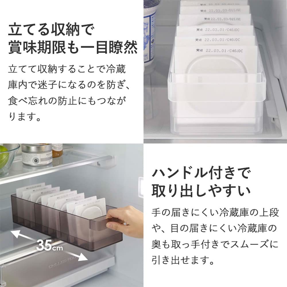 Yamazaki Kühlschrank-Aufbewahrungsboxen mit Trennwänden und 5762 x 2 (Satz 2) Griffe, Weiß,