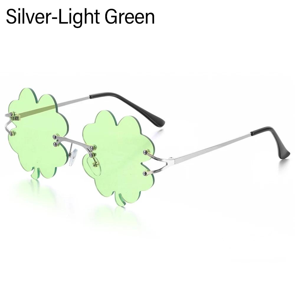 Green Four Leaf Clover Glasses St. Patrick's Day Leprechaun Costume Glasses Irish Shamrock Sunglasses Fashion Rimless Sun Glasse