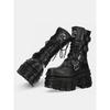 New Vintage Platform Men's and Women's Cool Sa Heavy Metal Locomotive Spanish Tide  Small Punk Knight Boots 10cm