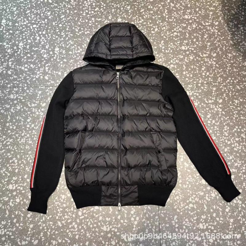 Unisex Winter Cotton-Padded Jacket With Hooded Collar Knit Patchwork Design Loose Fit Daily Wear