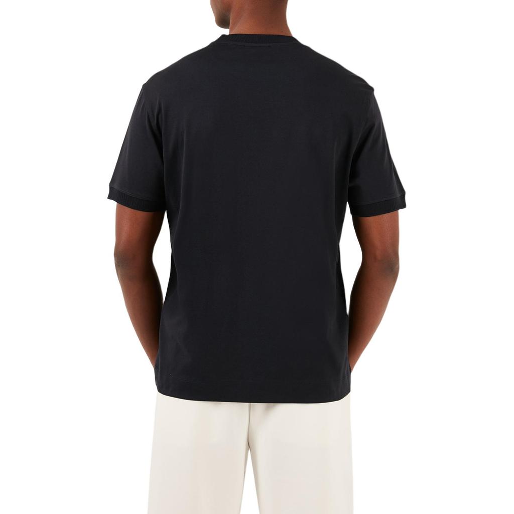 Emporio Armani Solid Color Round Neck Drop Shoulder Casual Short Sleeve T-Shirt Men tops Black 3D1TN3-1JOCZ-0966