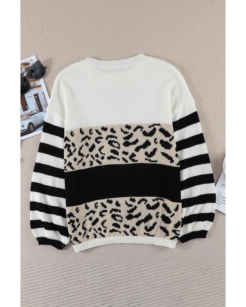 Azura Exchange Lässiger Oversize-Pullover mit Leopardenmuster und Colorblock