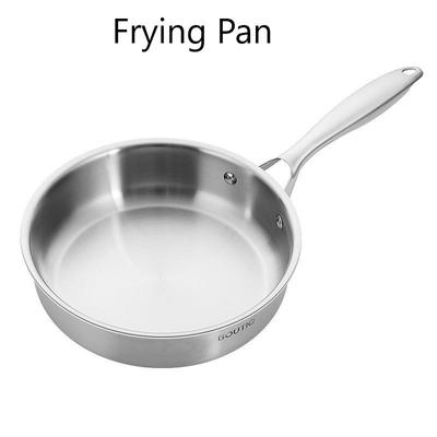 Sartén de acero inoxidable de tres capas para todo el cuerpo, sartén de inducción apta para horno, juego de ollas y sartenes, adecuado para todas las estufas (Mango desmontable)