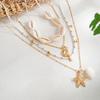 European and American Beach Shells Multi-layer Starfish Necklace Female, Holiday Wind Rice Beads Beaded Conch Collarbone Chain Neck Chain