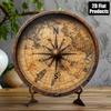 Vintage Nautical Compass Wall Decor Aluminum Metal Art Plaque Round 8x8 Inch Detailed Map Home Office Decoration