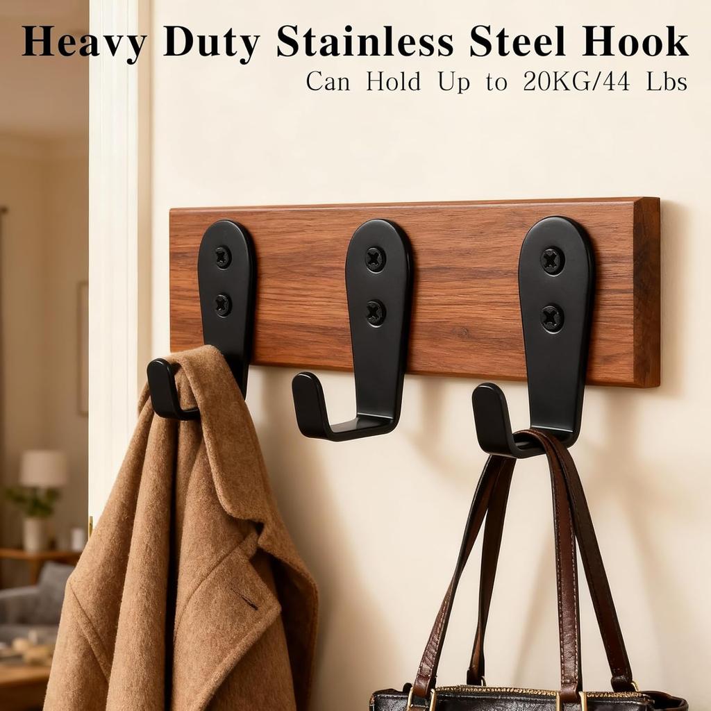 Stainless Steel Hooks for Hanging, Heavy Duty Hook, Wall Hooks Key Holder Wall Mount Hanger Coat Hook Garage Storage Screw Utility Hooks, 8 Pack