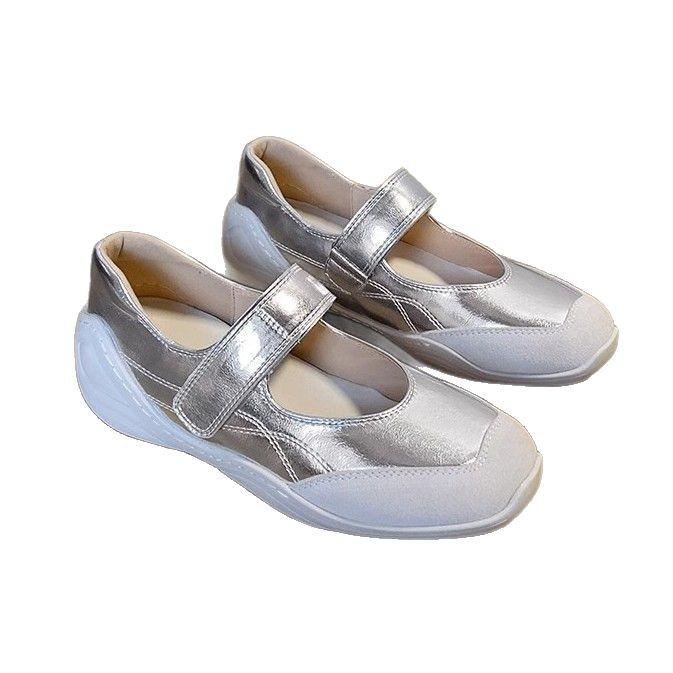 Cowhide Version~ Inner Height Increase 3-6cm Mary Jane Single Shoes 2025 Spring New Shallow Mouth Single Shoes Velcro Ballet