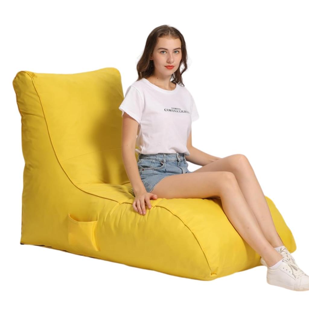Jumbo Luxury Bean Bag Lounger with Beans Filled (Ready to Use)for Home, Office, Bedroom, Playroom, Living Room, Lounge Seating Color Yellow