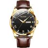 Men's Slim Leather Strap Quartz Analog Watch Date Display