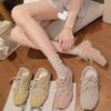 Cowhide Version of Grape Mother, the Same Girly Pearl Pair of Shoelaces, Casual Ballet Style Moral Training Shoes, Women's Sports and Leisure Shoes