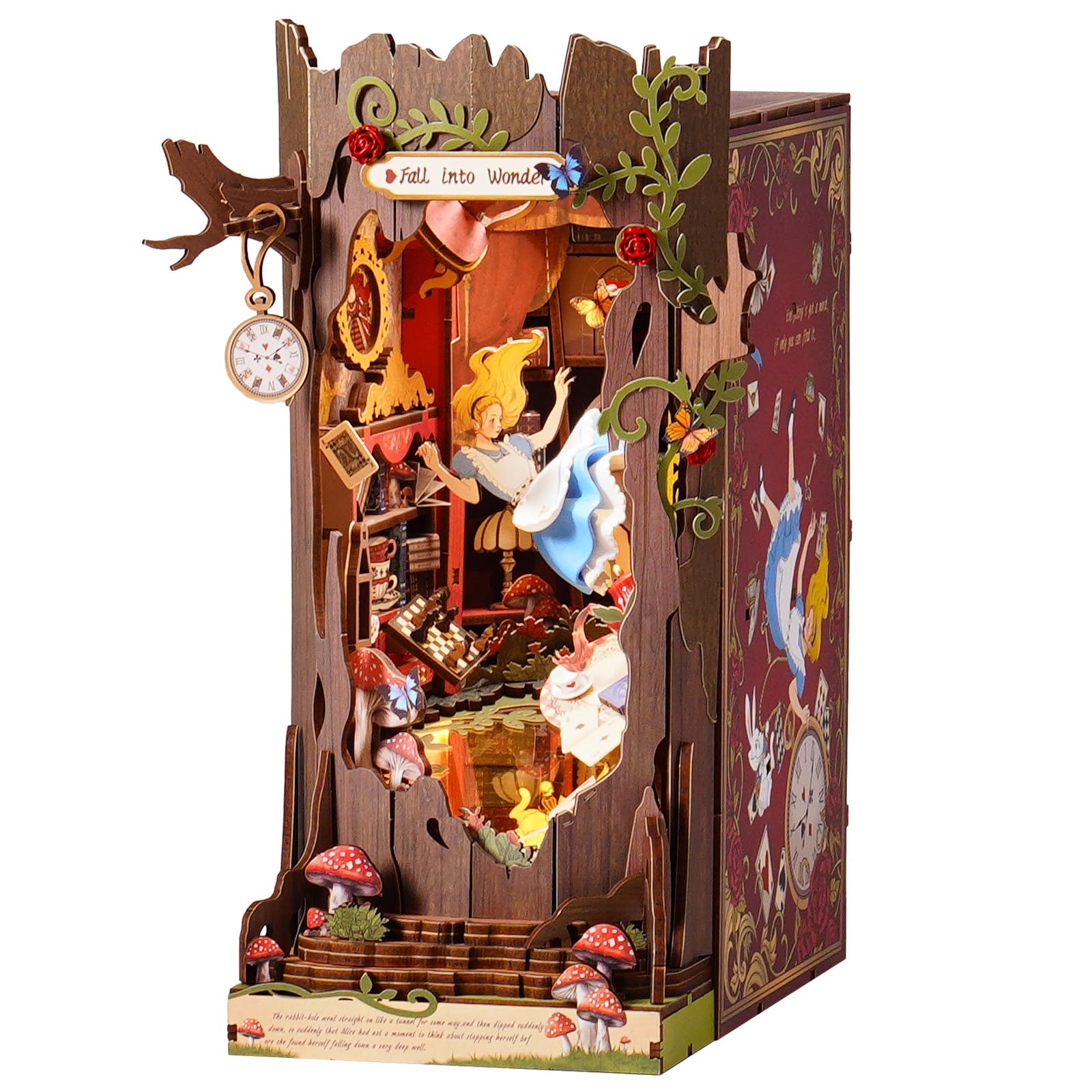 

ROBOTIME 3D Пазл Книжный уголок 3D Деревянная миниатюра Миниатюрный деревянный Книга ручной работы Собранная книжная полка Светодиодная Легкая сборка для начинающих и среднего уровня