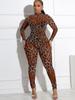 Sexy Leopard Print Mesh Bodycon Jumpsuit for Women