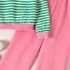 Tenue pour Grandes Filles Vêtements pour Enfants Automne Nouvelle Mode Sweat à Manches Longues Rayé Pantalon Long Décontracté Deux Pièces