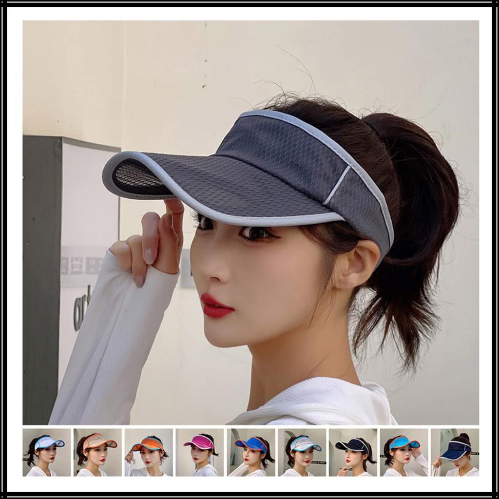 Visor Sonnenschutz Visor Schlichtes Logo Hut Leicht Schnelltrocknend Laufen Langkrempige Kappe CA525 [White Fang] Damen (blau)