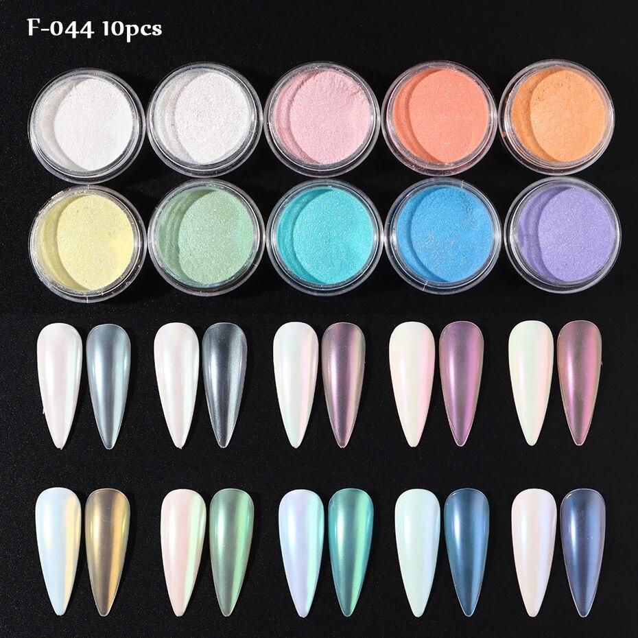 

12 шт. Aurora Neon Shimmer Glitter Ice Muscle Nail Pigment Powder Fine Chrome Rubbing Dust Mirror Polish Decorations